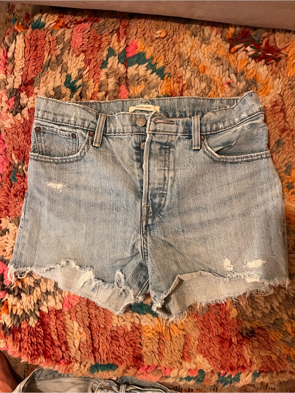 Levi's Light Blue Distressed Denim Cutoff Shorts
